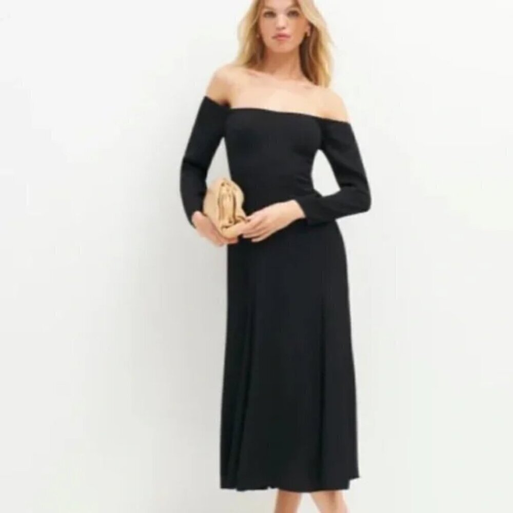 REFORMATION  ballari off the shoulder long sleeve maxi dress Size 0
